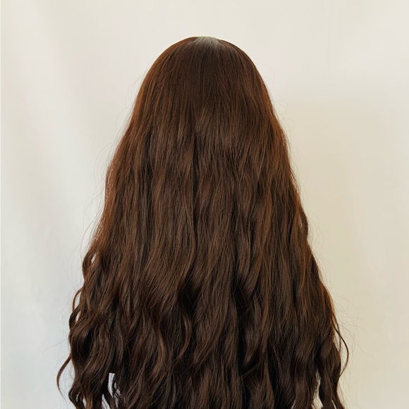 Long Chestnut Brown Premium Synthetic “Put On & Go” Wig with Bangs 😊 - Picture 11 of 12